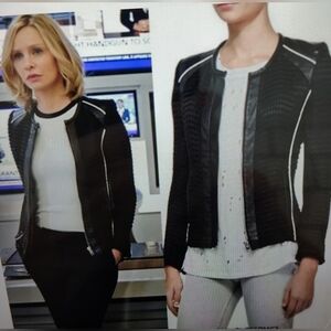 IRO Gianna Leather Trim Moto Biker Jacket Sz S NWOT ASO Supergirl